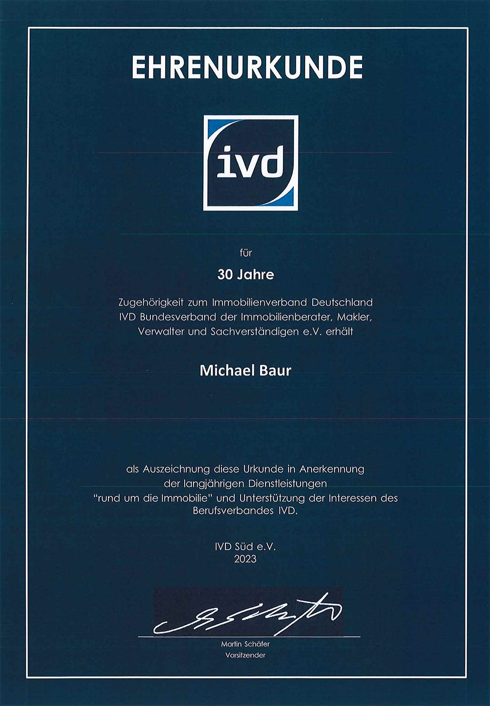 IVD Urkunde